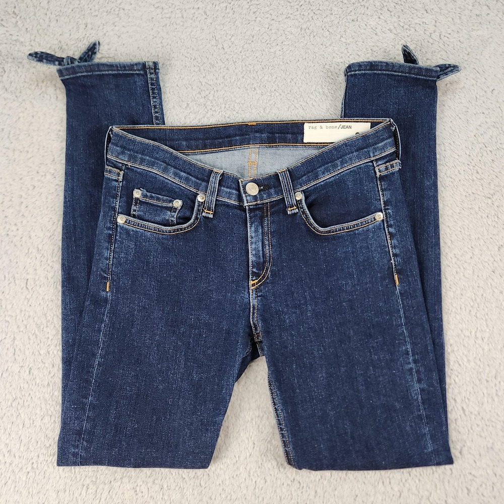 Rag & Bone Jean Womens Jeans 26 Blue Skinny Ankle Tie Hem Stretch Denim PAZ